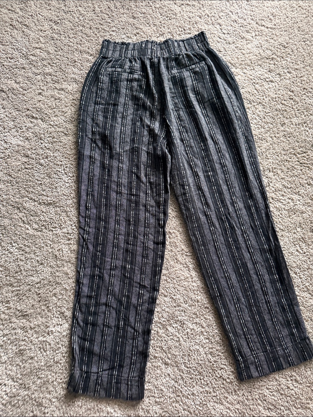 Striped Casual Straight-Leg Pants - Black & Gray - Picture 3 of 6